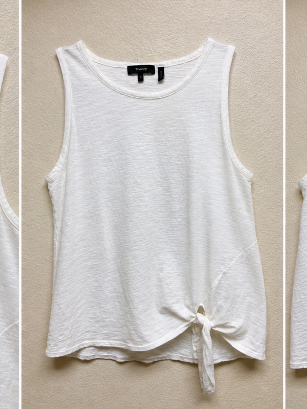 Theory Cream Tie-Hem Sleeveless Tank